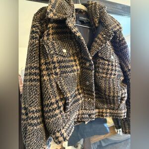 Veronica Beard Brown and Black Faux Teddy Jacket